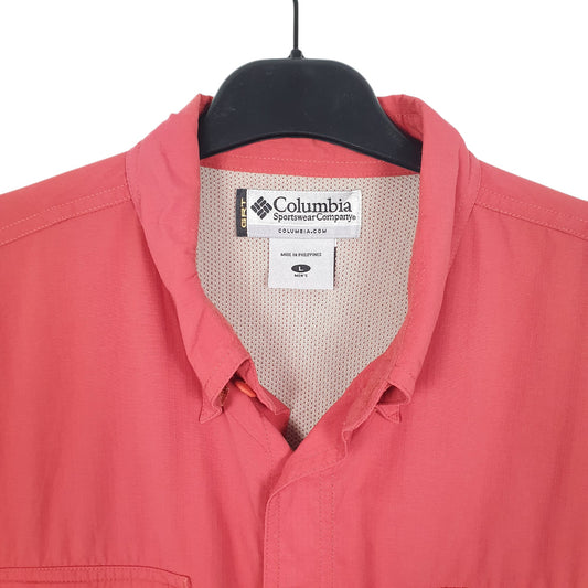 Mens Red Columbia Sportswear Camping Outdoors Hiking GRT Omni Dry Long Sleeve Shirt
