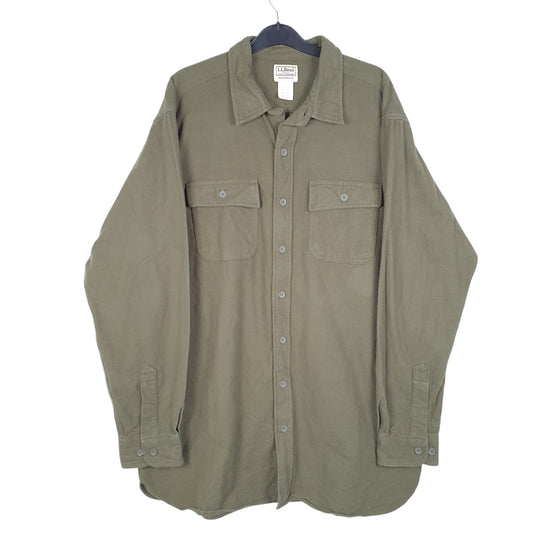 Mens Green L.L.Bean Tall Chamois Overshirt Shacket Long Sleeve Shirt