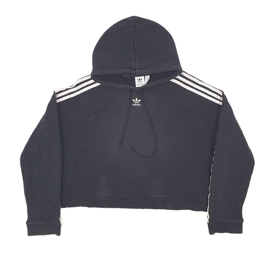 Womens Black Adidas Crop top Hoodie Jumper