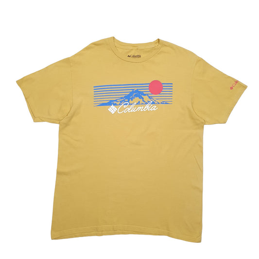 Mens Yellow Columbia Sportswear Spellout Short Sleeve T Shirt