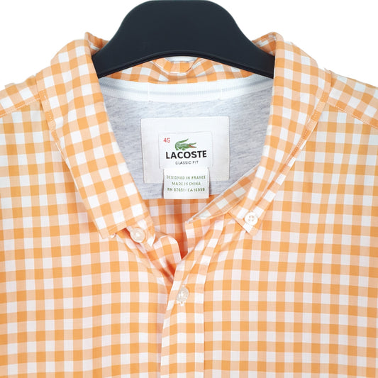 Mens Orange Lacoste Long Sleeve Shirt