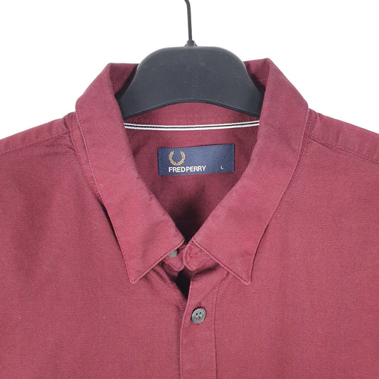 Mens Burgundy Fred Perry Long Sleeve Shirt