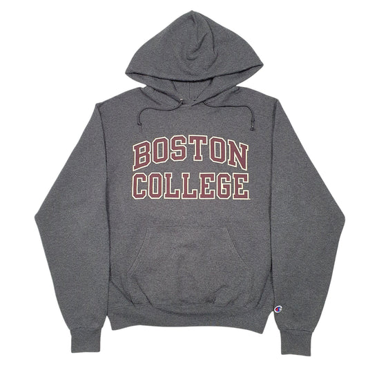 Mens Grey Champion Boston College USA Spellout Hoodie Jumper