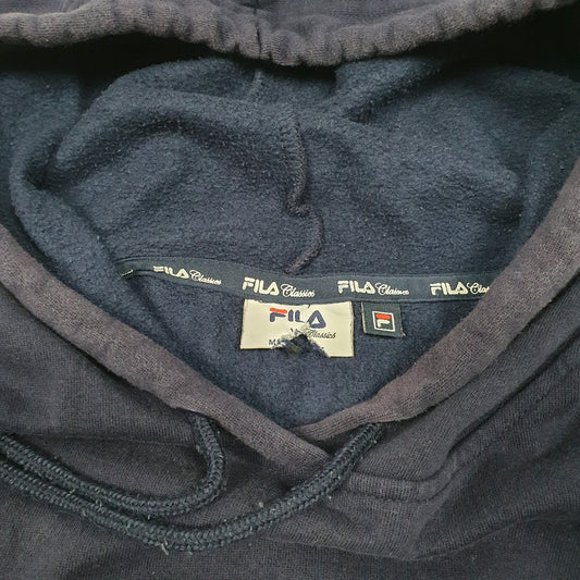 Mens Navy Fila Spellout Hoodie Jumper