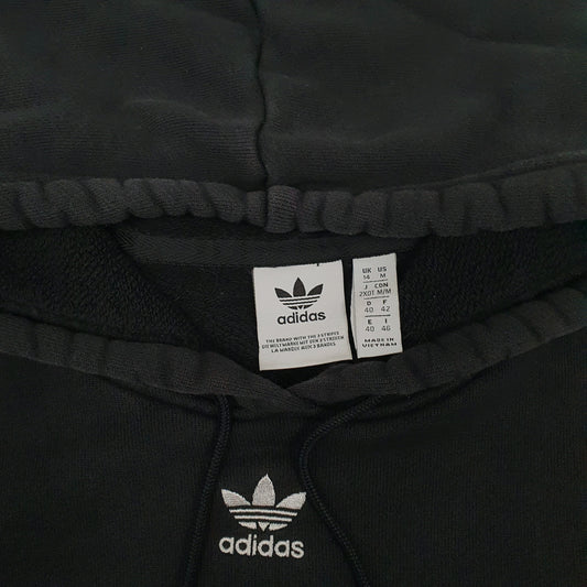 Womens Black Adidas Crop top Hoodie Jumper