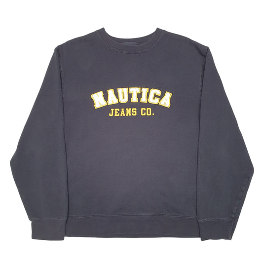 Mens Navy Nautica Jeans Spellout Crewneck Jumper