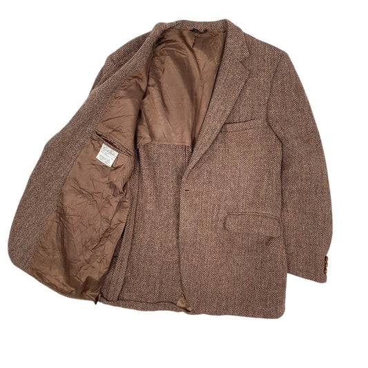 Mens Brown Harris Tweed Vintage Coat