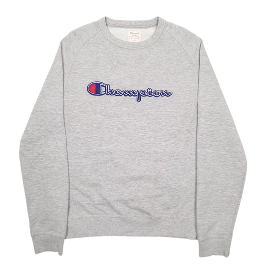Mens Grey Champion Spellout Crewneck Jumper