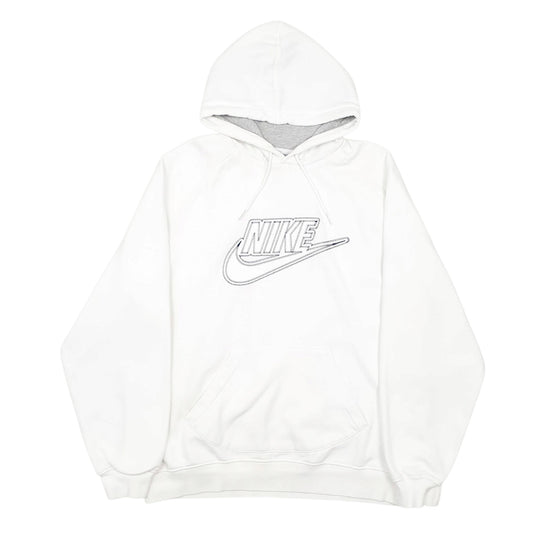 Mens White Nike Vintage 00s Spellout Hoodie Jumper