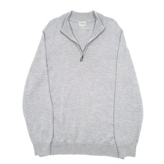Mens Grey L.L.Bean Knit Quarter Zip Jumper