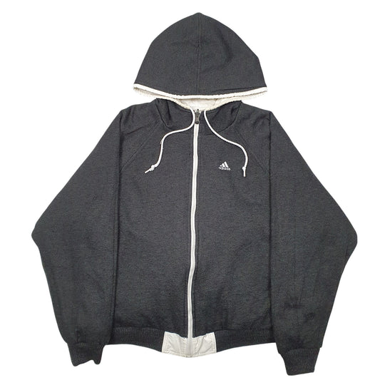 Womens White Adidas Hooded Reversable Vintage 90s Coat