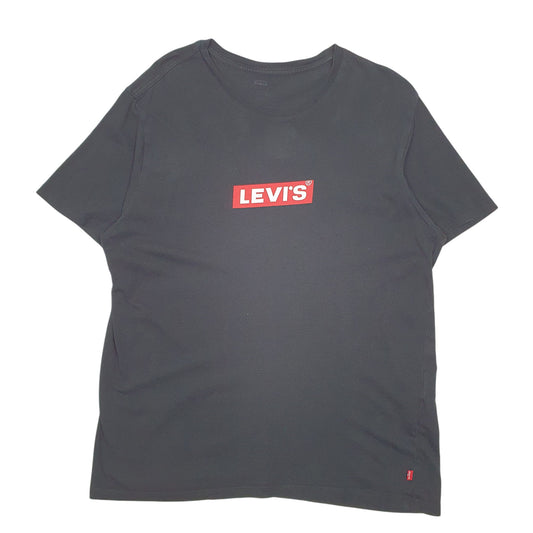 Mens Black Levis Box Logo Big E Short Sleeve T Shirt