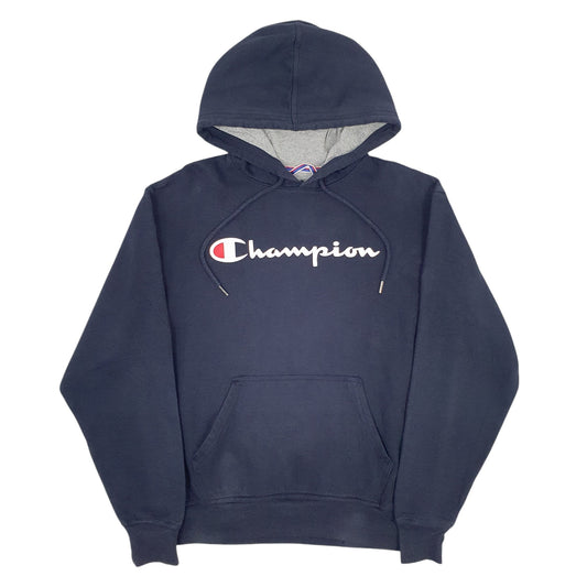 Mens Navy Champion Spellout Hoodie Jumper