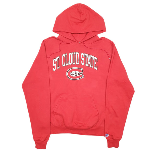 Mens Red Champion St Cloud State USA Spellout Hoodie Jumper