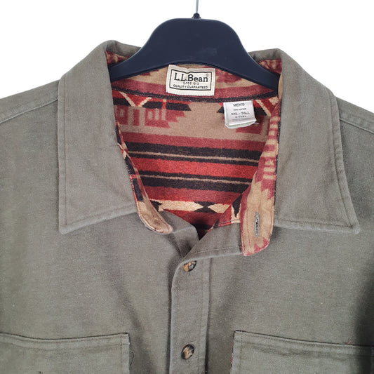 Mens Khaki L.L.Bean Tall Overshirt Shacket Navajo Long Sleeve Shirt