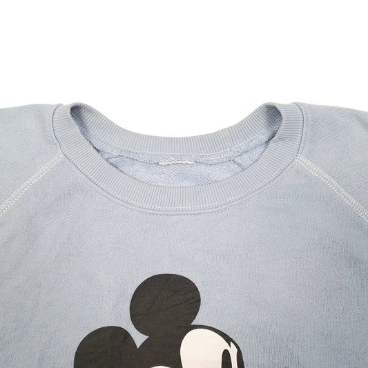 Mens Blue Disney Vintage Raglan Disneyland Mickey Mouse Crewneck Jumper