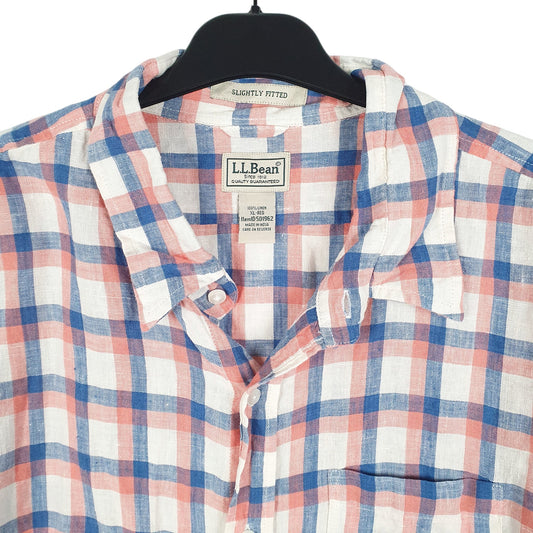 Mens White L.L.Bean Slightly Fitted Short Sleeve Shirt