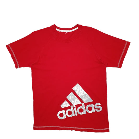 Mens Red Adidas Short Sleeve T Shirt