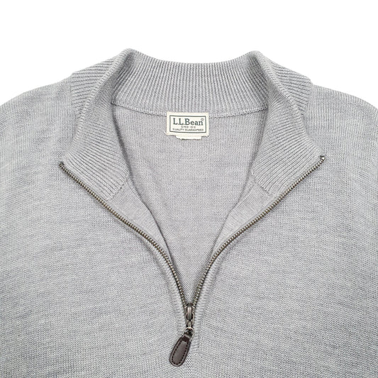 Mens Grey L.L.Bean Knit Quarter Zip Jumper