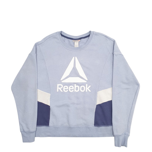 Mens Blue Reebok Spellout Crewneck Jumper