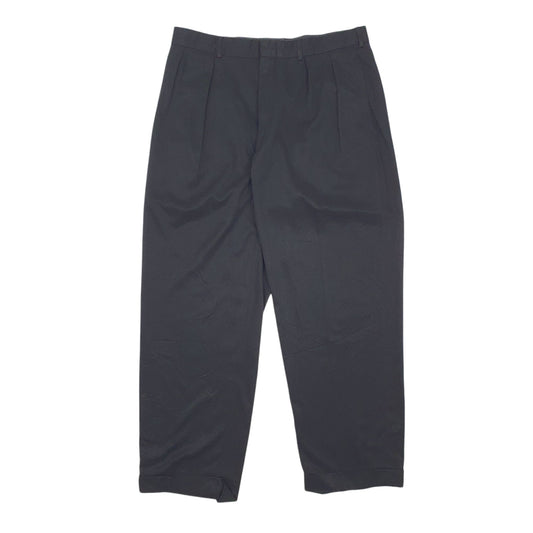 Mens Black Polo Ralph Lauren Vintage 90s 00s Double Pleated Chino Trousers