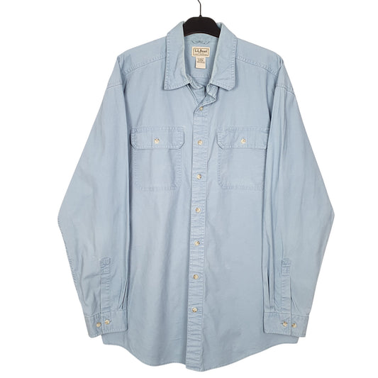 Mens Blue L.L.Bean Tall Heavy Work Overshirt Long Sleeve Shirt