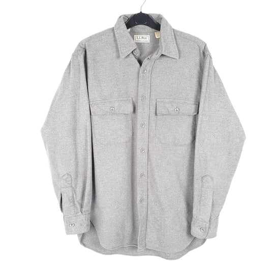 Mens Grey L.L.Bean Vintage Chamois Overshirt Made In USA Long Sleeve Shirt
