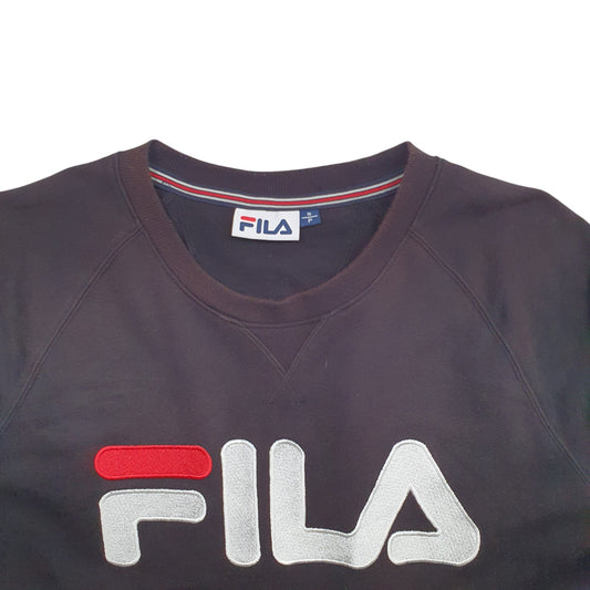 Mens Black Fila Spellout Crewneck Jumper