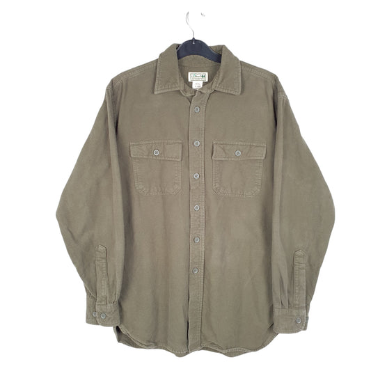 Mens Khaki L.L.Bean Chamois Overshirt Shacket Long Sleeve Shirt