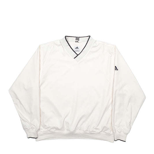Mens Cream Adidas V Neck Crewneck Jumper
