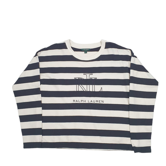 Womens Cream Lauren Ralph Lauren Nautical Stripe Spellout Crewneck Jumper
