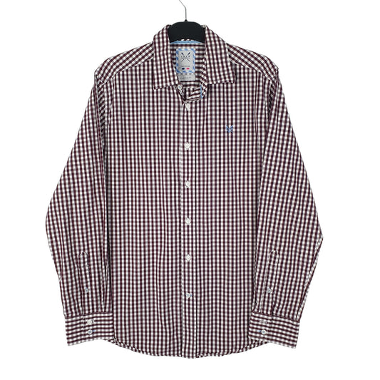 Mens Burgundy Crew Clothing Long Sleeve Shirt