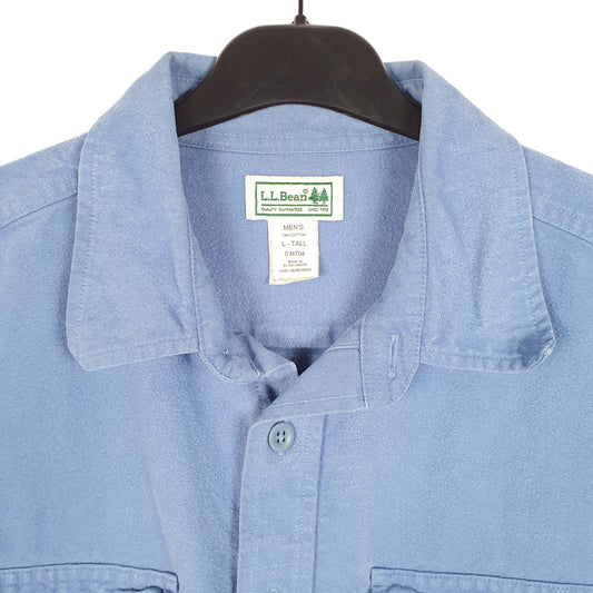 Mens Blue L.L.Bean Chamois Overshirt Shacket Tall Long Sleeve Shirt