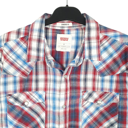 Mens White Levis Western Cowboy Pearl Snap Short Sleeve Shirt