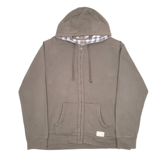 Mens Khaki Eddie Bauer Hoodie Heavy Thick Full Zip Jumper