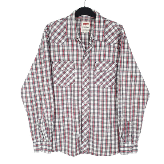 Mens White Levis Western Cowboy Pearl Snap Modern Fit Long Sleeve Shirt