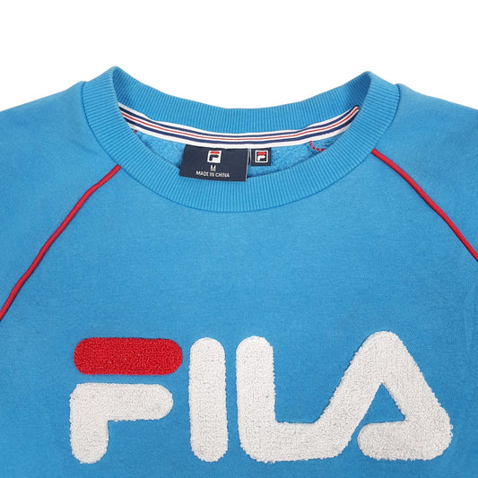Mens Blue Fila Spellout Crewneck Jumper