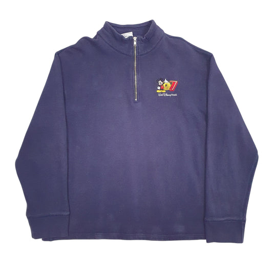 Mens Navy Disney Quarter Zip Jumper