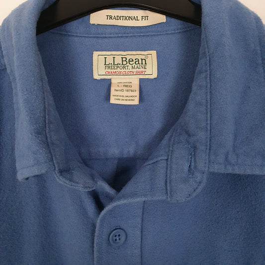 Mens Blue L.L.Bean Chamois Overshirt Traditional Long Sleeve Shirt