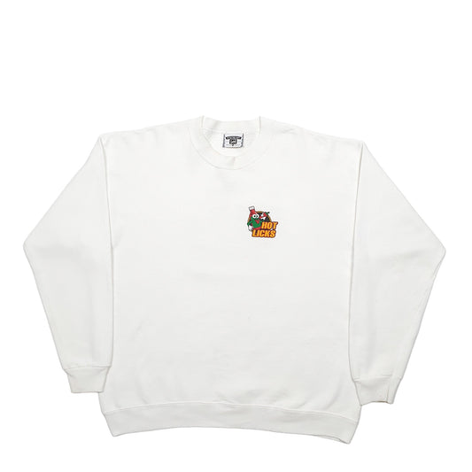 Mens White Lee Hot Licks Heavyweight Made In USA Vintage Crewneck Jumper