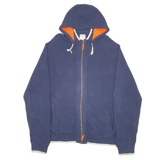 Mens Navy Brooks Brothers Hoodie Knit Lambswool Full Zip Jumper