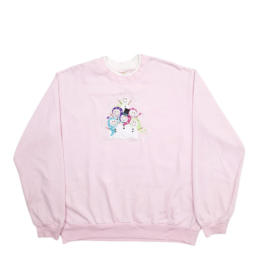 Womens Pink Decorated Originals Snowmen Crewneck Jumper