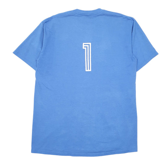 Mens Blue Jerzees Single Stitch Vintage 90s #1 Short Sleeve T Shirt