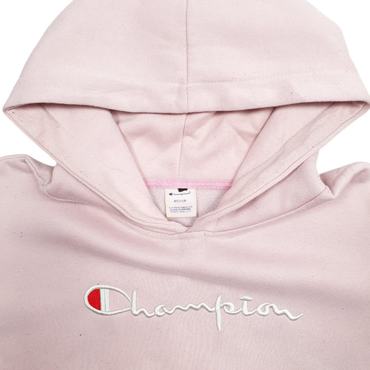 Womens Pink Champion Spellout Hoodie Jumper