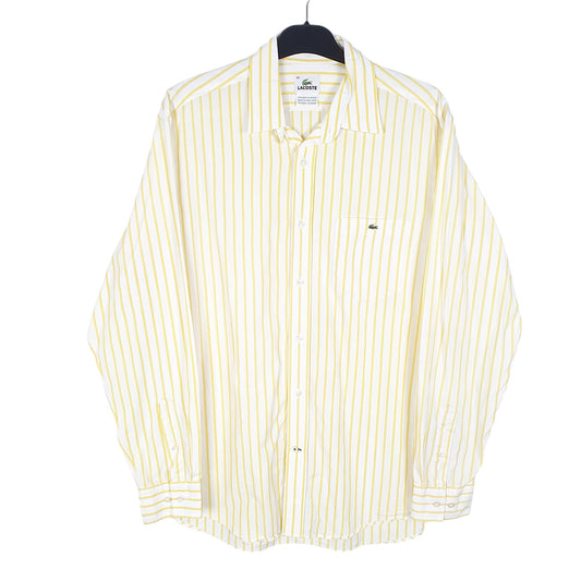 Mens White Lacoste Long Sleeve Shirt