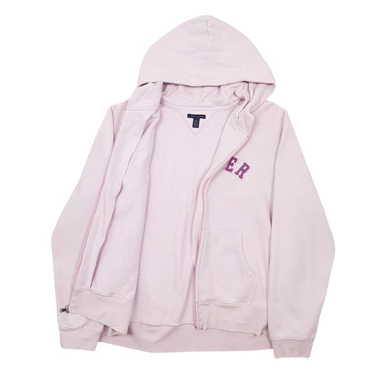 Womens Pink Tommy Hilfiger Spellout Full Zip Jumper