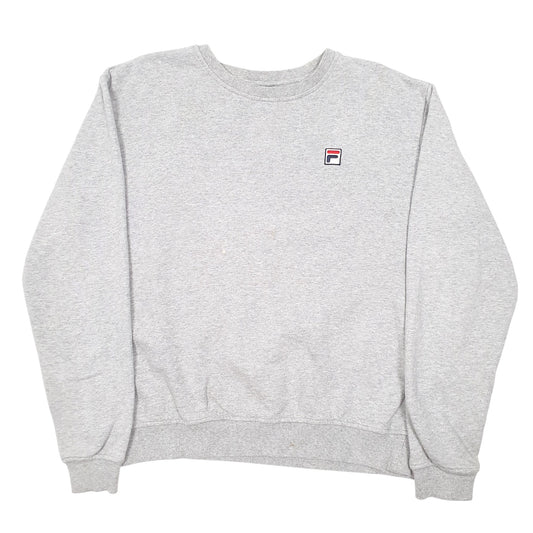 Mens Grey Fila Spellout Crewneck Jumper