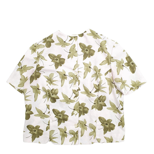 Womens Green Unbranded Floral Short Sleeve Shirt
