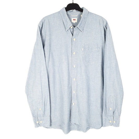 Mens Blue Levis Chambray Oxford Long Sleeve Shirt
