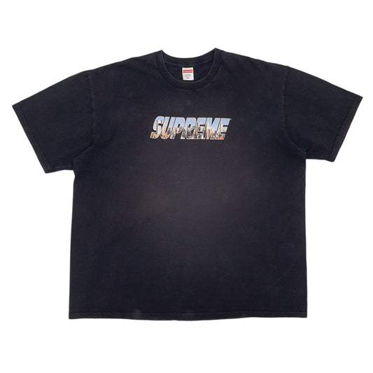 Mens Black Supreme Spellout Made In USA Pre-Shrunk Short Sleeve T Shirt